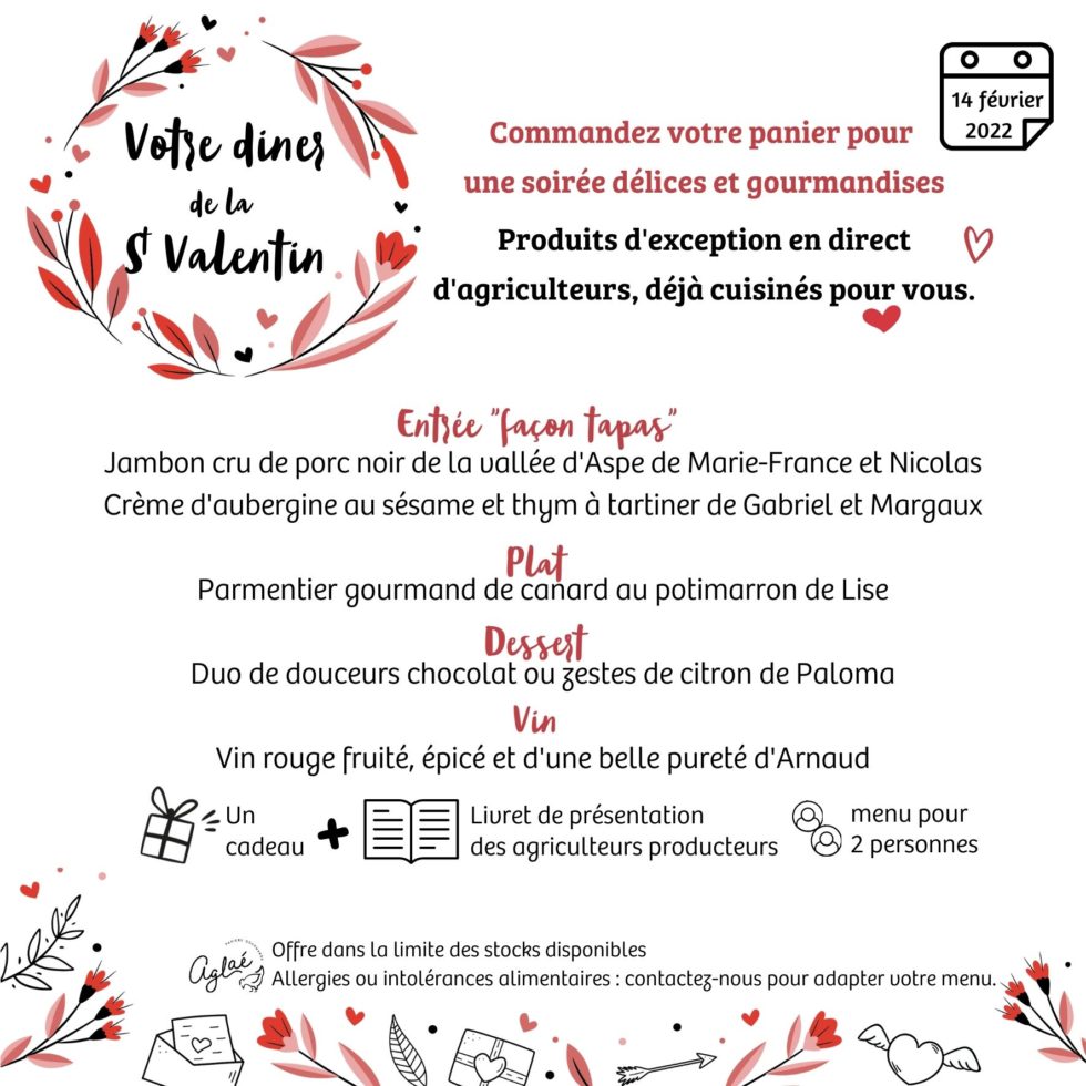 description menu st valentin