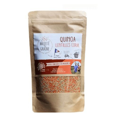 mélange de céréales quinoa et lentilles corail